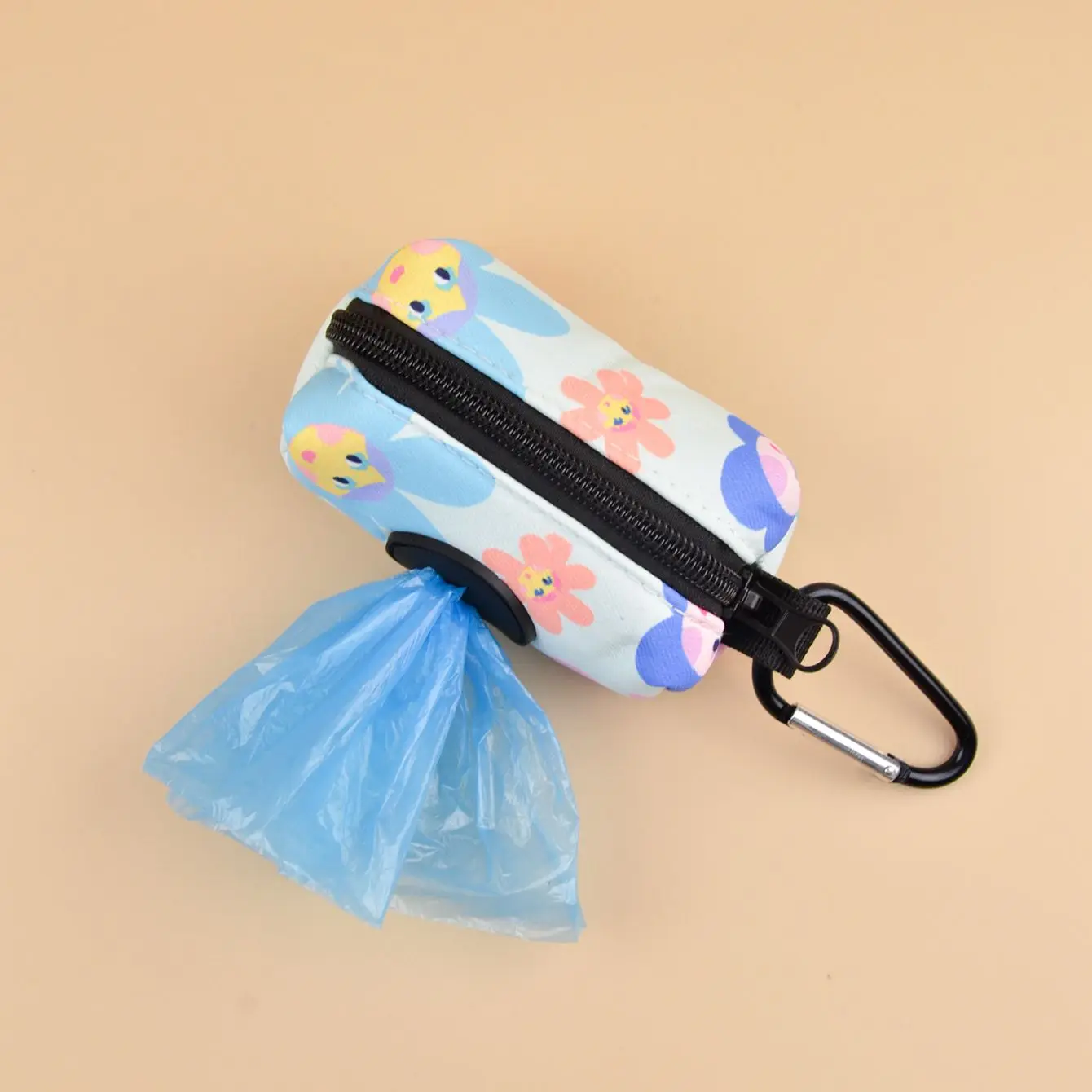 Flower Print Cute Design Pet Poop Bag Holder Dispenser Without Poop Bag Can Attached Any Dog Leashes