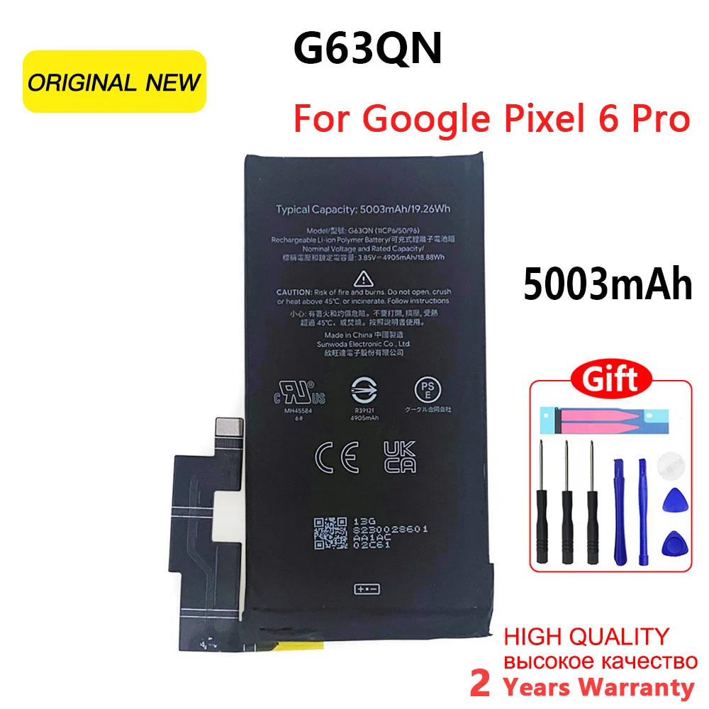 100% Orginal Replacement Battery G63QN GLU7G GMSB3 For Google Pixel 6  6A 6Pro Pro Batteries Batteria+Tools Tracking number