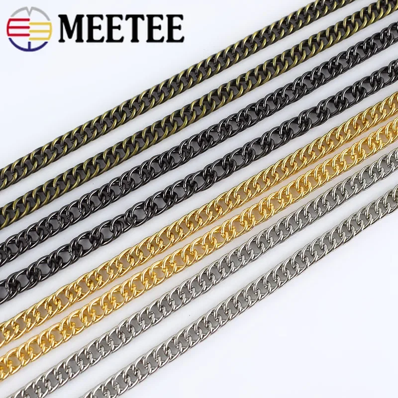 

Meetee 2/5Meters 7mm Metal Chains Purse Chain Buckle Bags Shoulder Straps Buckles Handbag Handles Hook DIY Hardware Accessories