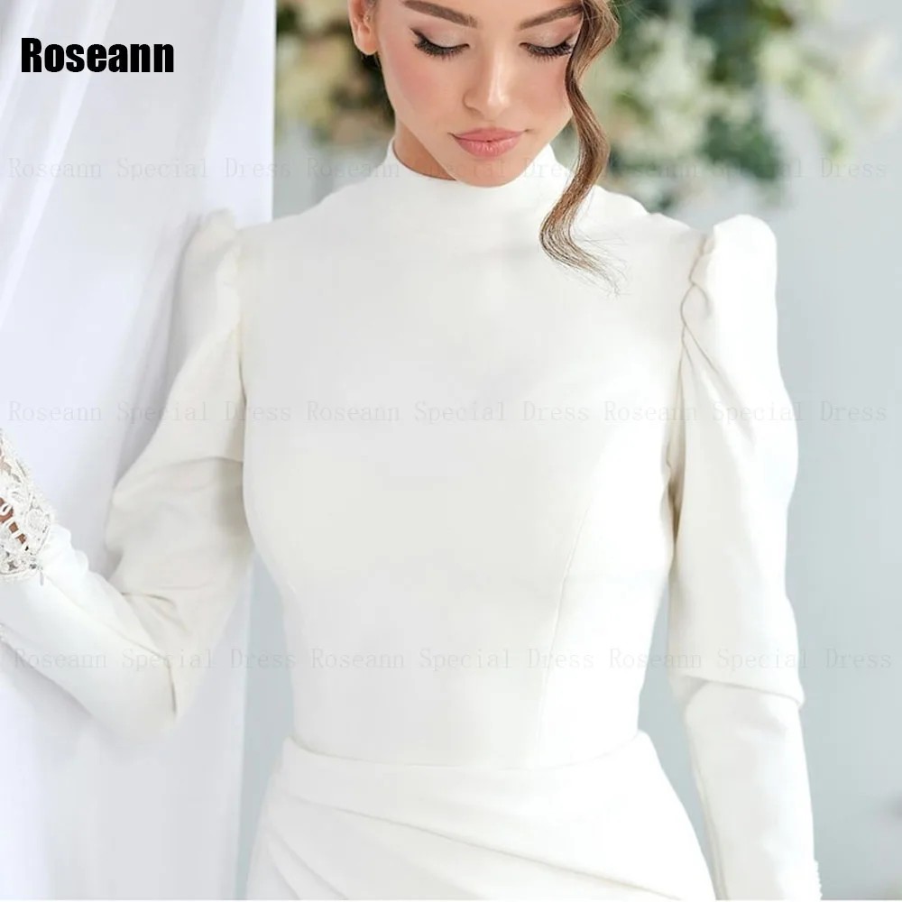 Customized Muslim 2024 New High Quality Ivory Mermaid Wedding Dresses Lace Full Ruffle Brush Train Bride Dress robe de mariée