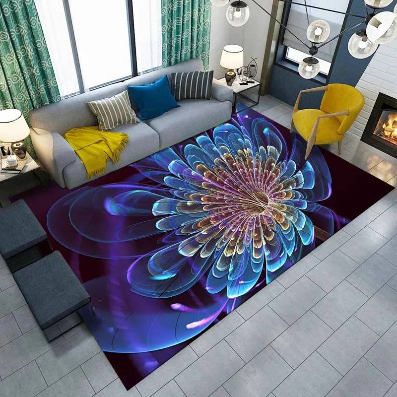 3D Fractal Flower Carpet for Living Room Home Decorations Sofa Table Large Area Rugs Bedroom Non-slip Floor Mat Lounge Doormat