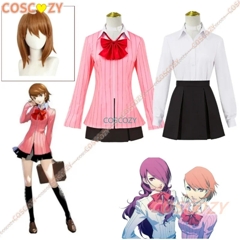 Cosplay feminino, jogo de fantasia, Persona Yukari, Takeba, meninas da escola, uniforme JK, casaco, saia, roupas, terno de festa de Halloween, adulto