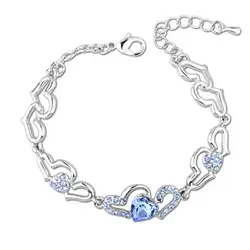 925 Silver Hot Women Bracelet Heart Charm Lovely Crystal Bracelet Fashion Wedding Party Lady Nice Bracelet Jewelry