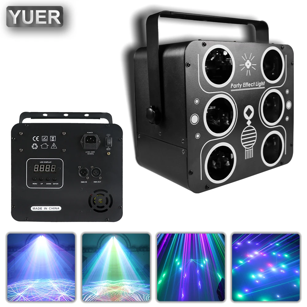 6 Head Square Scanning Laser Light Beam line Laser Projector For DJ Disco Stage Effect Dance Floor Bar Music Party Club DMX512