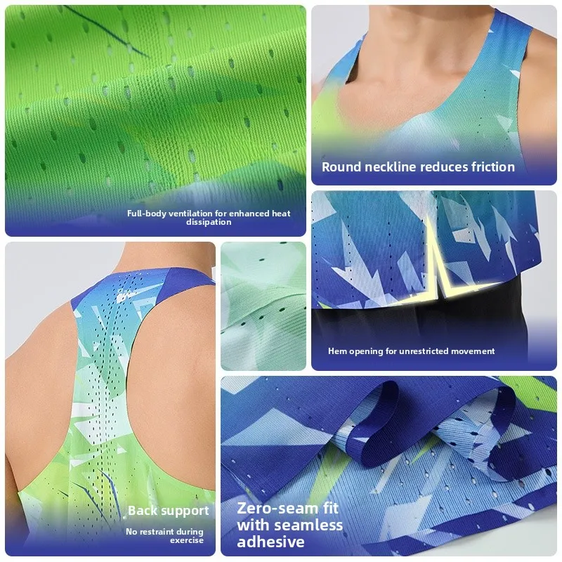 Men's Running Tank Top Thin Breathable Quick Dry Sports Fitness Sleeveless T-Shirt Lightweight Summer Marathon Race Vest