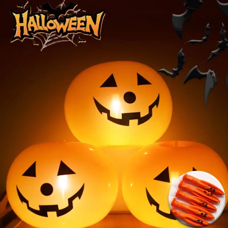 1-15 Bolsas de Globos Luminosos de Calabaza de Halloween para Decoración de Fiestas y Hogar, Lámpara de Globo Decorativa para Ambiente Festivo de Halloween