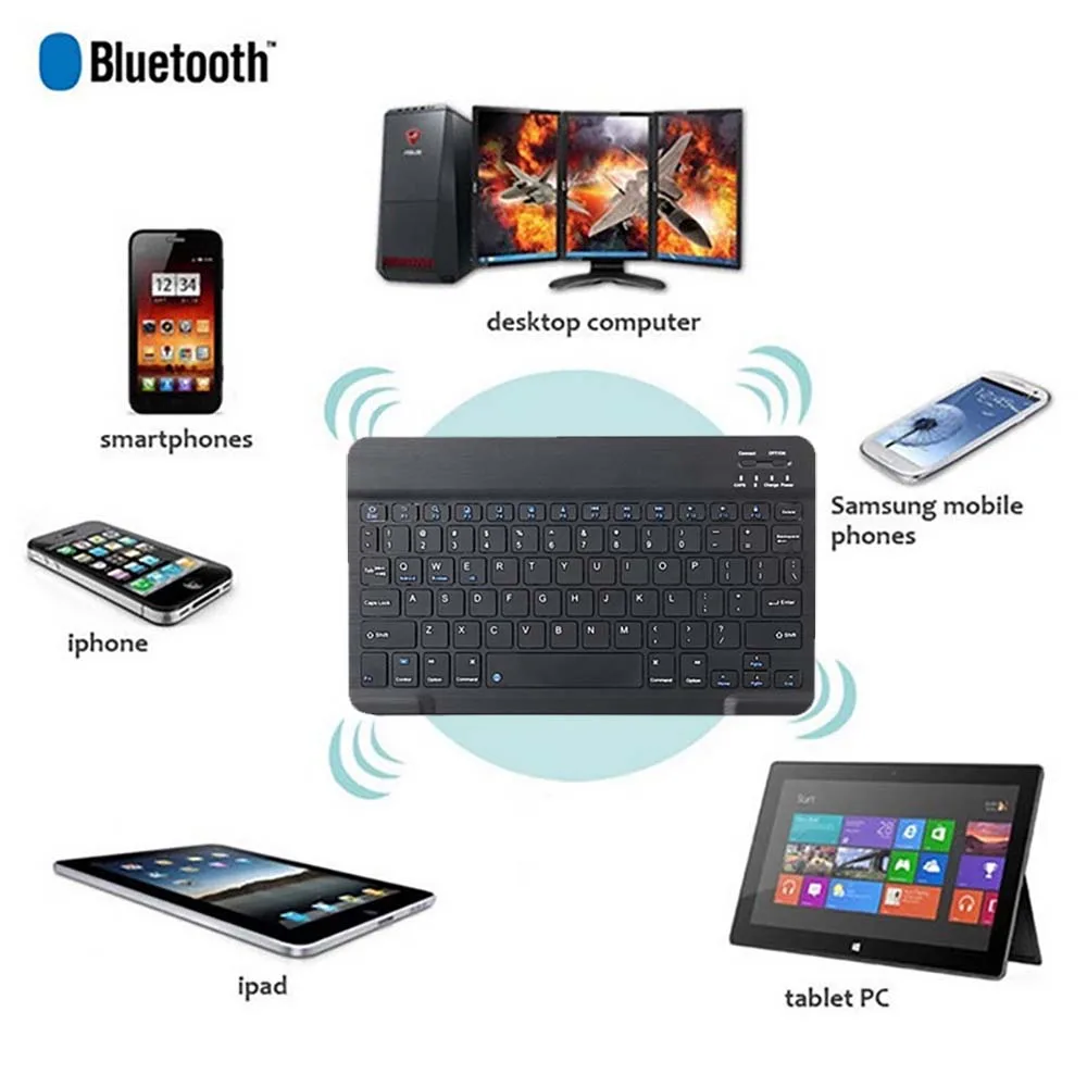 Wireless Bluetooth Keyboard Rechargeable Portable Suitable for Laptop Desktop PC Tablet American Keyboard Pad Full Size Design