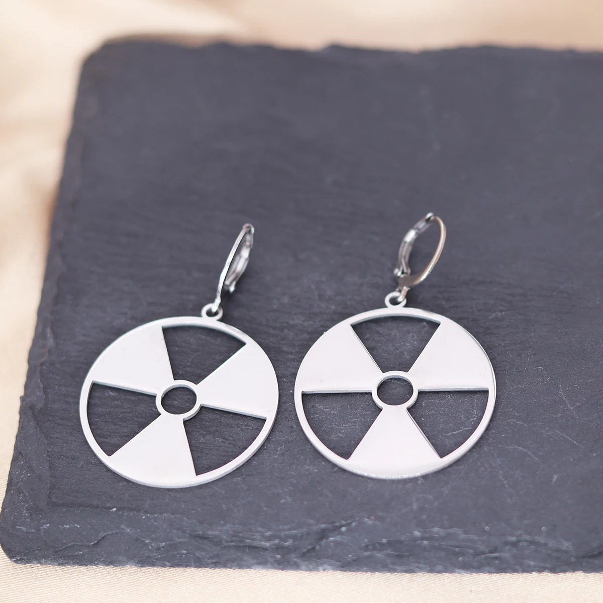 Kinitial Radiation Hazard Symbol Pendant Radioactive Earring Hulk Logo Nuclear Emblem Cyber Goth Logo Industrial Imprint Stalker