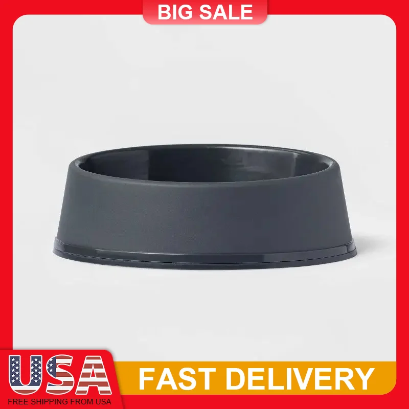 

3/4 Cup Plastic Pet Bowl Non Skid Base Dishwasher Safe Gray Dog Cat Food Water Dish Wide Mouth Feeder