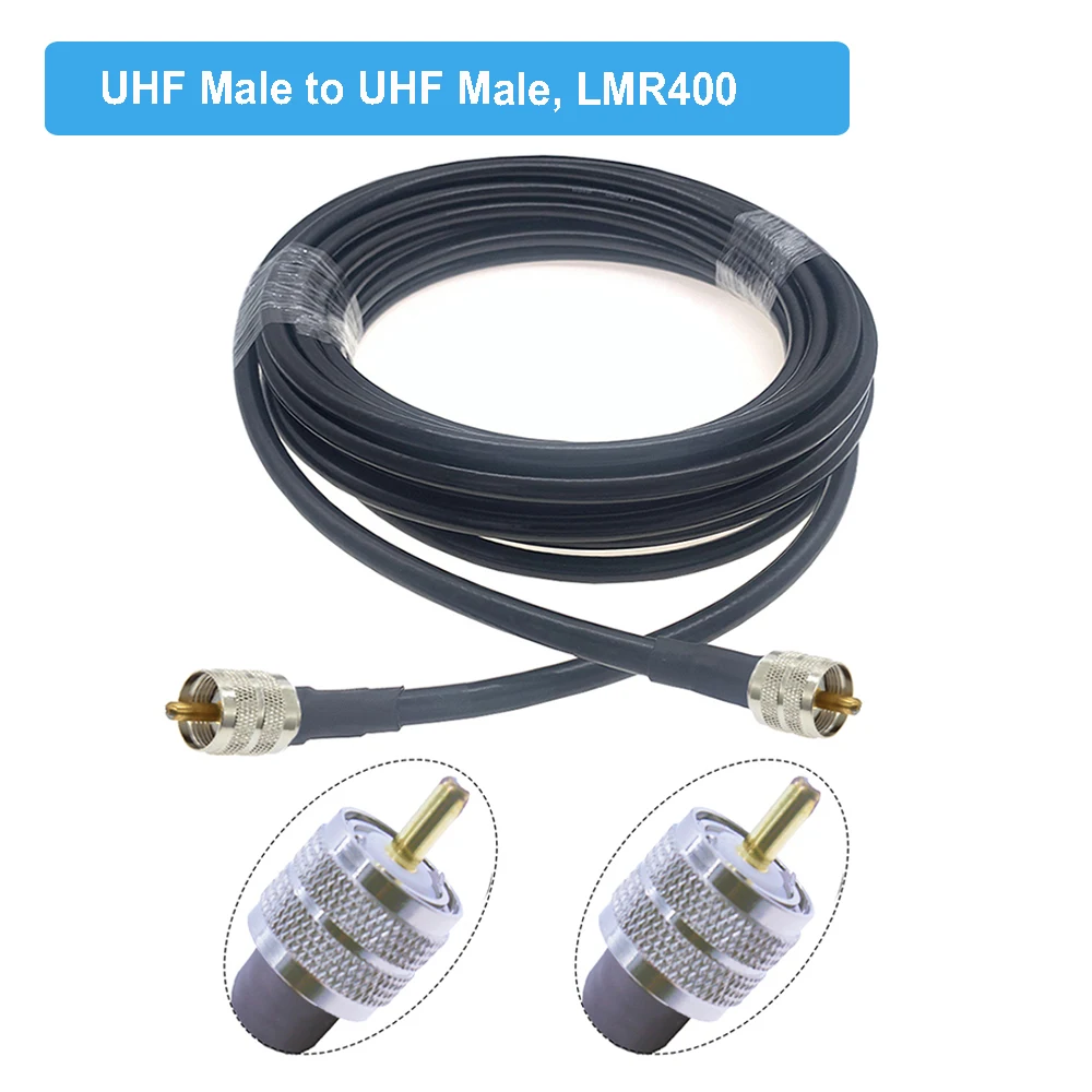 PL259 UHF Male to UHF Male PL259 Plug LMR400 Cable 50Ohm Low Loss Pigtail Extension Jumper for CB Radio Ham Radio FM Transmitter