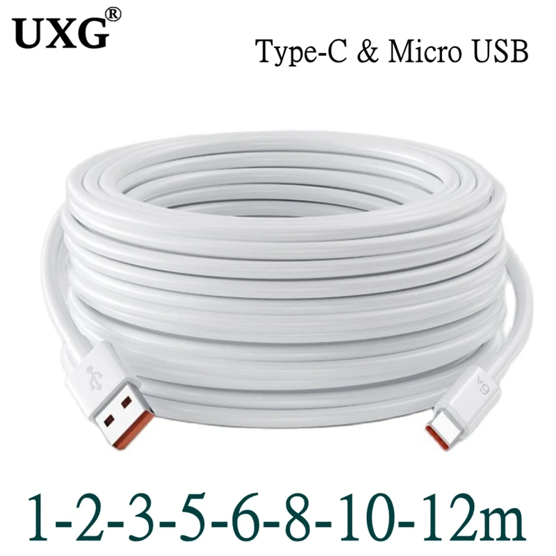 

3/5/8/10M USB Type C Extendded Long Fast Charging Cable Cord For Samsung Xiaomi Huawei Laptop Tablet Micro USB Charger Data Line