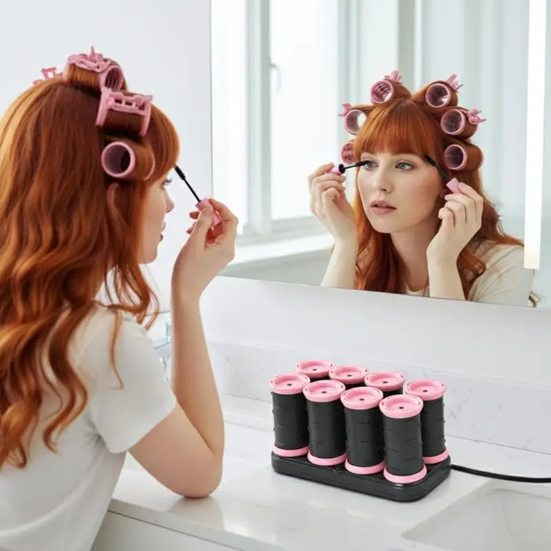 8 PCS Heated Hair Rollers Kit EU/US Plug With Storage Bag Short Long Hair Professional Portable Hair Curler Fast Heating