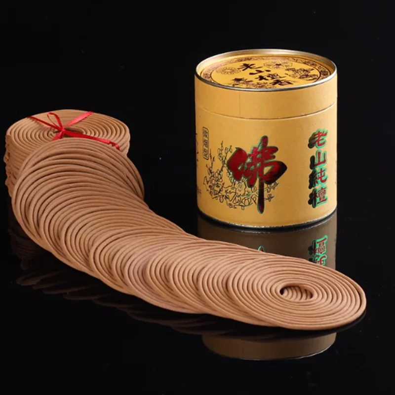 30pcs/box 12/24 Hours Natural Laoshan Sandalwood Incense Coils Indoor Buddha Purify The Air Deodorize Coil Incense High-end