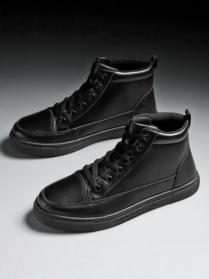 Men's High Top Shoes 2026 Autumn New Style Kitchen Work Waterproof Non-slip Black Casual Leather Shoes Labor Protection Trend...