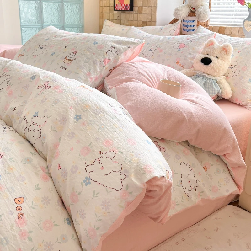 

2026 New Cloud-sensing Double-layer Gauze Cotton Printed Cartoon Single Duvet Cover Spring Summer 200x230 150x200 Quilt Cover