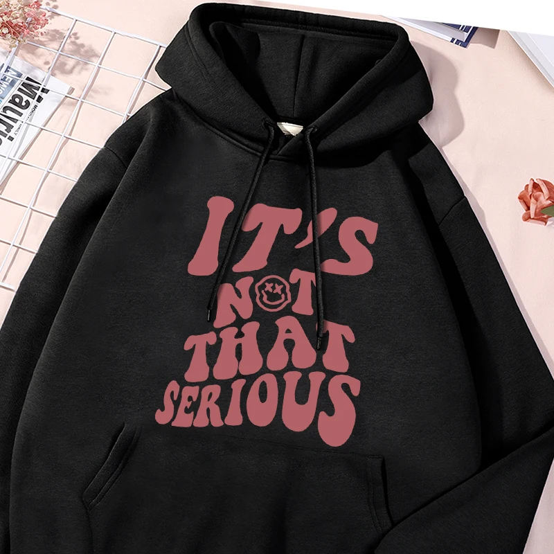 It'S Not That Serious Pink Print Male Hoody Cotton Round Neck Hoodies Trendy Versatile Sweatshirt Personality Creativty Clothing