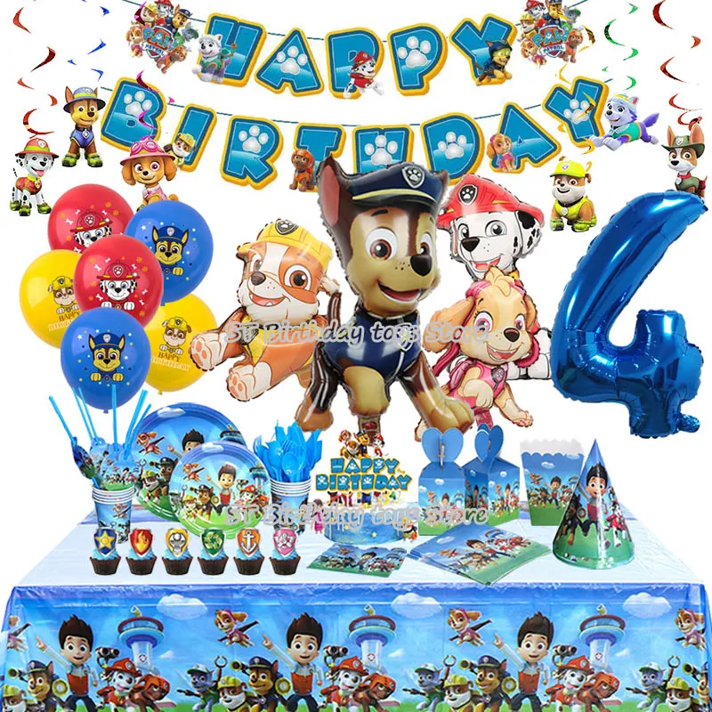 PAW Patrol Birthday Party Decoration Toy For Kid Aluminum Foil Latex Balloon Disposable Tableware Event Supplies Banner Backdrop