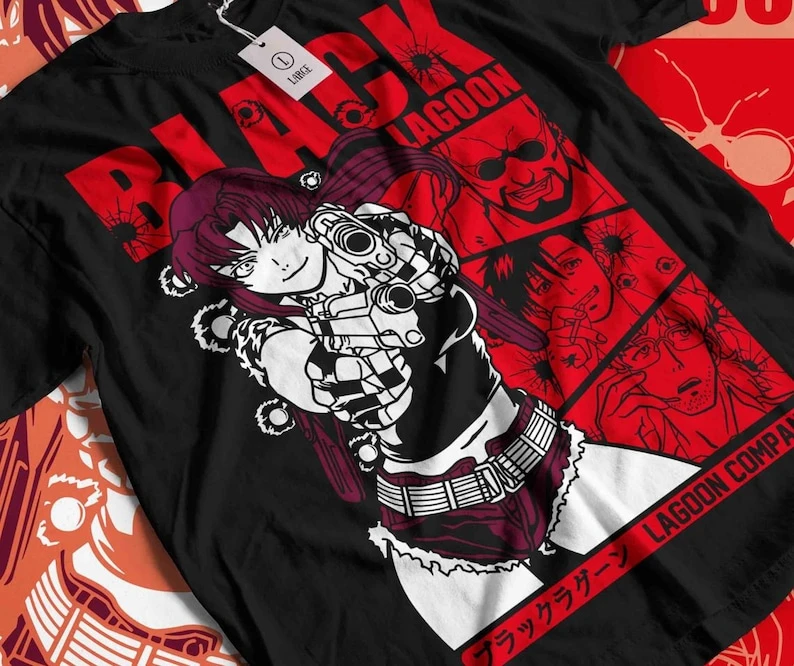 Black Lagoon Casual T-shirt Oversized Unisex T-shirt Streetwear Trendy Cotton New Model personality Clothes Short Vintage soft