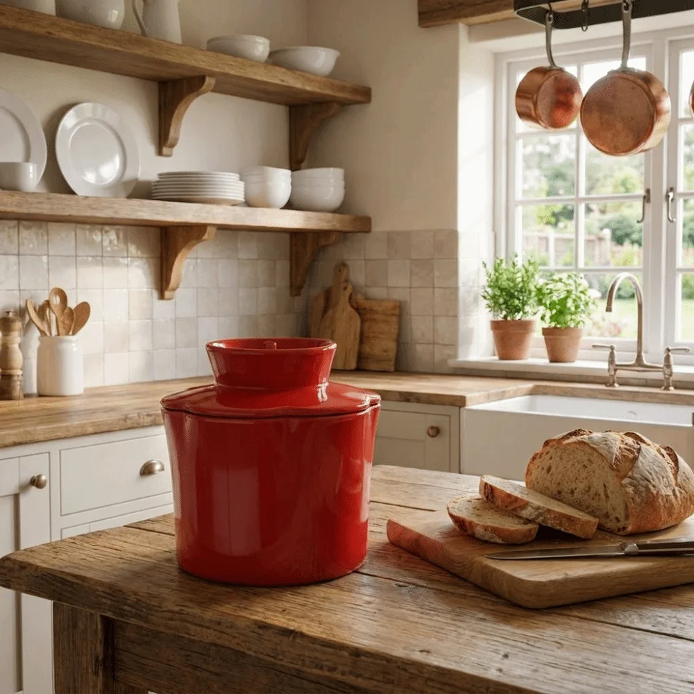 

Ceramic Flower-Shaped Butter Jars Keep Fresh Large Capacity Butter Bell Crock with Lid Airtight Cheese Cup Dining Table