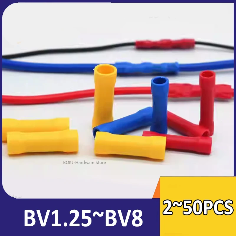 Insulated connecting terminal BV series wire connection tube joint Cold Press Crimping Terminal BV1.25 BV2 BV3.5 BV5.5 BV8