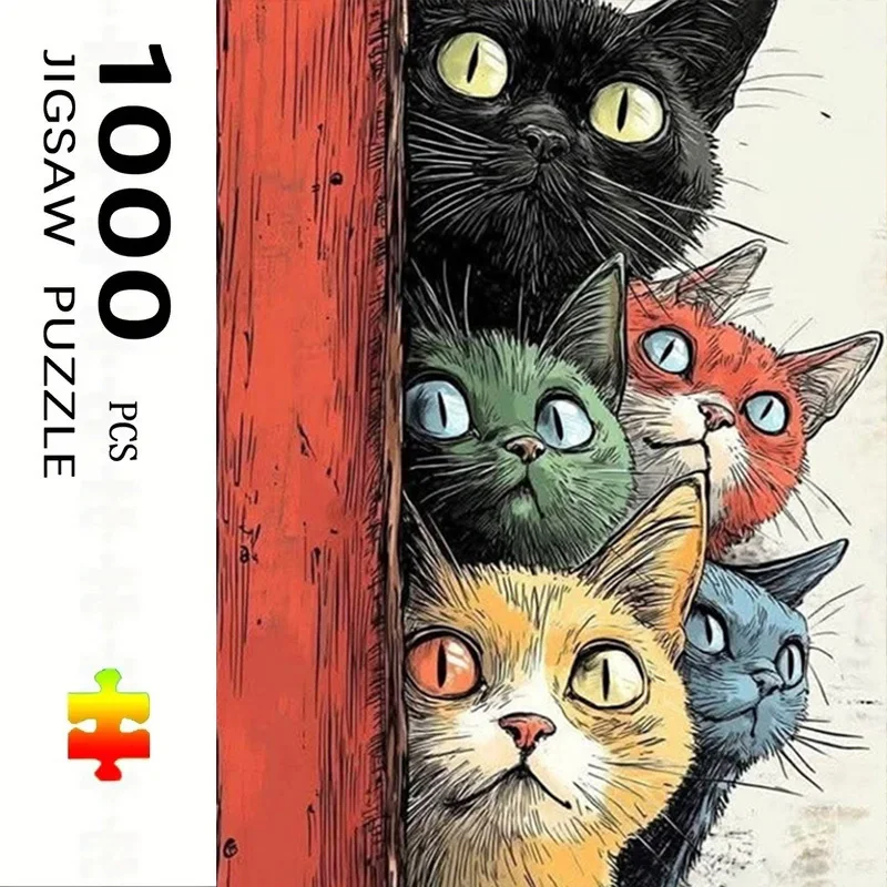 Jigsaw Puzzle 1000 Pieces Five Kitten Design Puzzle Home Decor for Adults Game Family Fun Puzzles Educational Toys