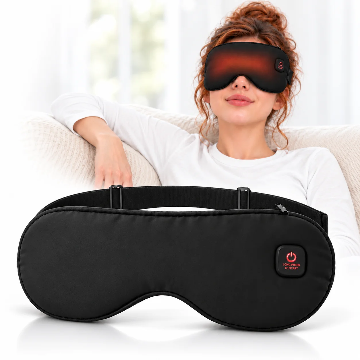 Heated Eye Mask for Tired Eyes Rechargeable Warm Compress with 3 Heat Levels Cooling Gel Pack for Screen Breaks and Relaxation