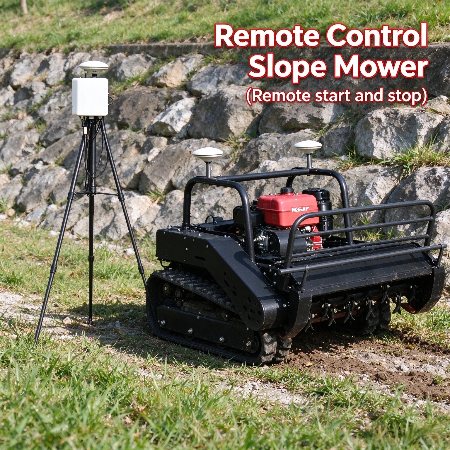 Customized Home Garden Battery Powered Tracked RC Lawn Mower Remote Control Electric Crawler Grass Cutter Mower