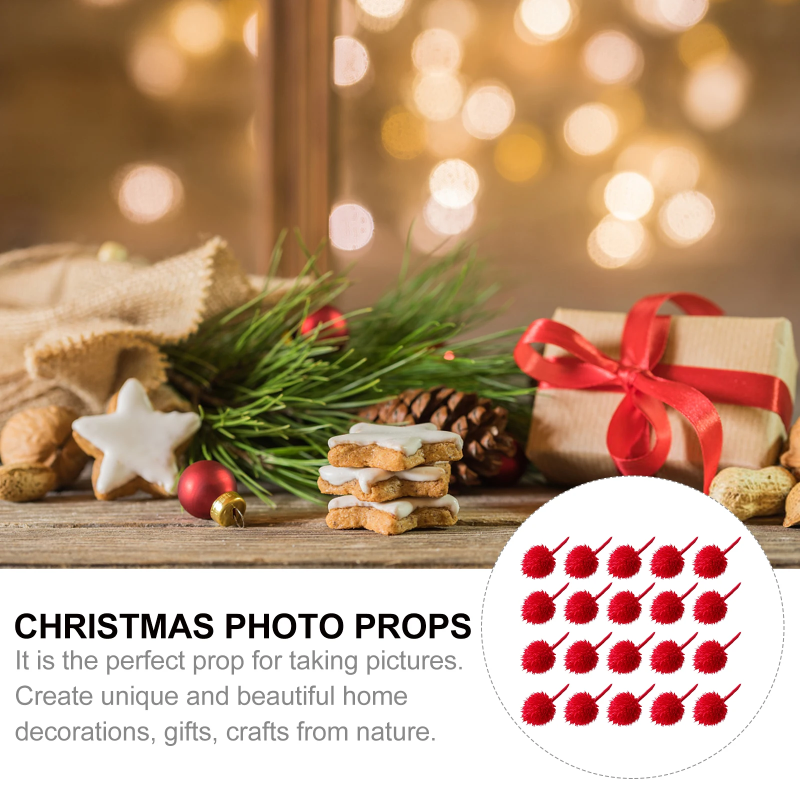 

20 PCS Thousand-day Red Pendant Balls Decorations Christmas Trees Ornaments Faux Flowers Winter
