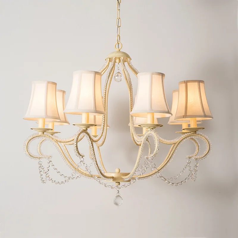 

Американская деревенская люстра в стиле ретро, кремовый стиль, старая лампа для спальни, пасторальный теплый льняной чехол, хрустальная лампа для столовой, гостиной