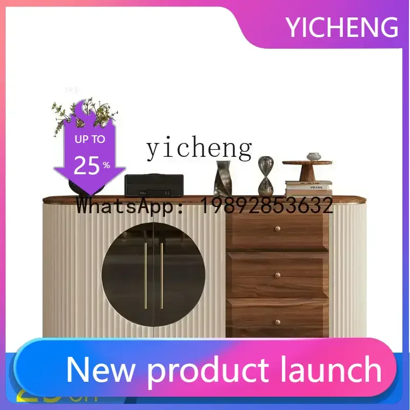 

Q6 dining side household small apartment glass door side cabinet medium antique living room storage cabinet