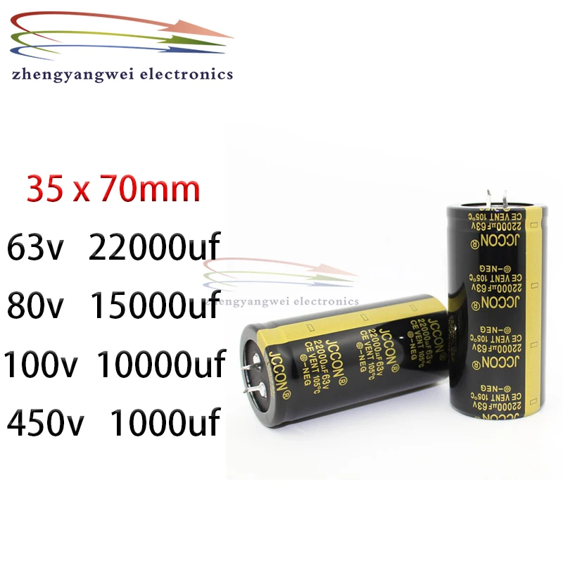 

35x70mm 2pcs 63v 22000uf 80v 15000uf 100v 10000uf 450v 1000uf black Audio Electrolytic Capacitor For Hifi Amplifier Low