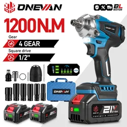ONEVAN 1200 N.M Bürstenloser elektrischer Schlagschrauber 1/2 Zoll Lithium-Ionen-Akku Akkuschrauber Werkzeug für Makita 18 V Akku