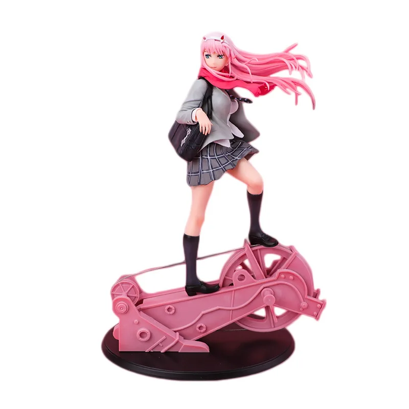28CM Anime Darling In The Franxx Zero Two 02 PVC figura de acción mochila uniforme modelo muñeca coleccionable para niños y adultos regalo