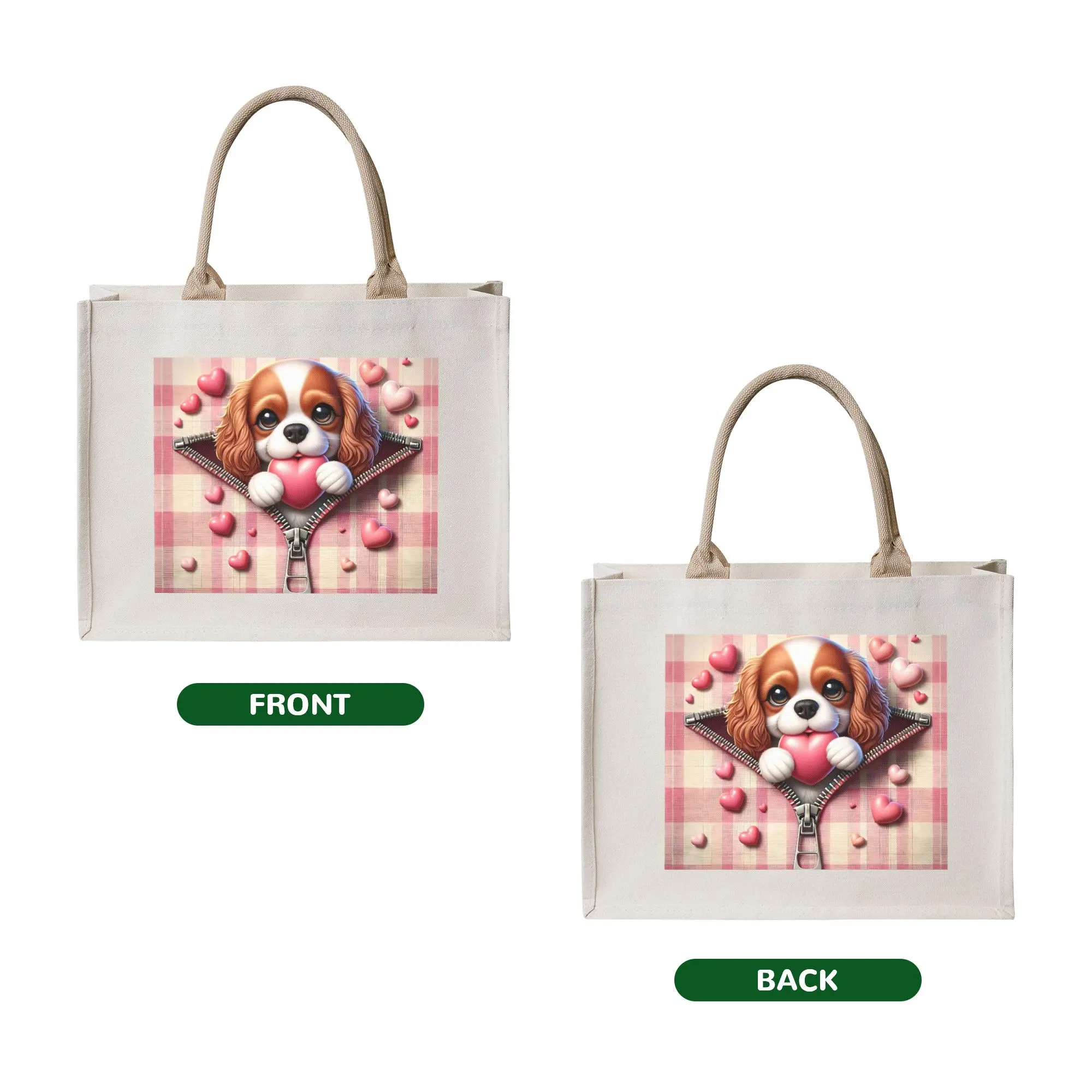 Kawaii Printing Dog The Cavalier King Charles Spaniel  Tote Shopping Bags Portable Shopper Shoulder  Cute Puppy  Handbag