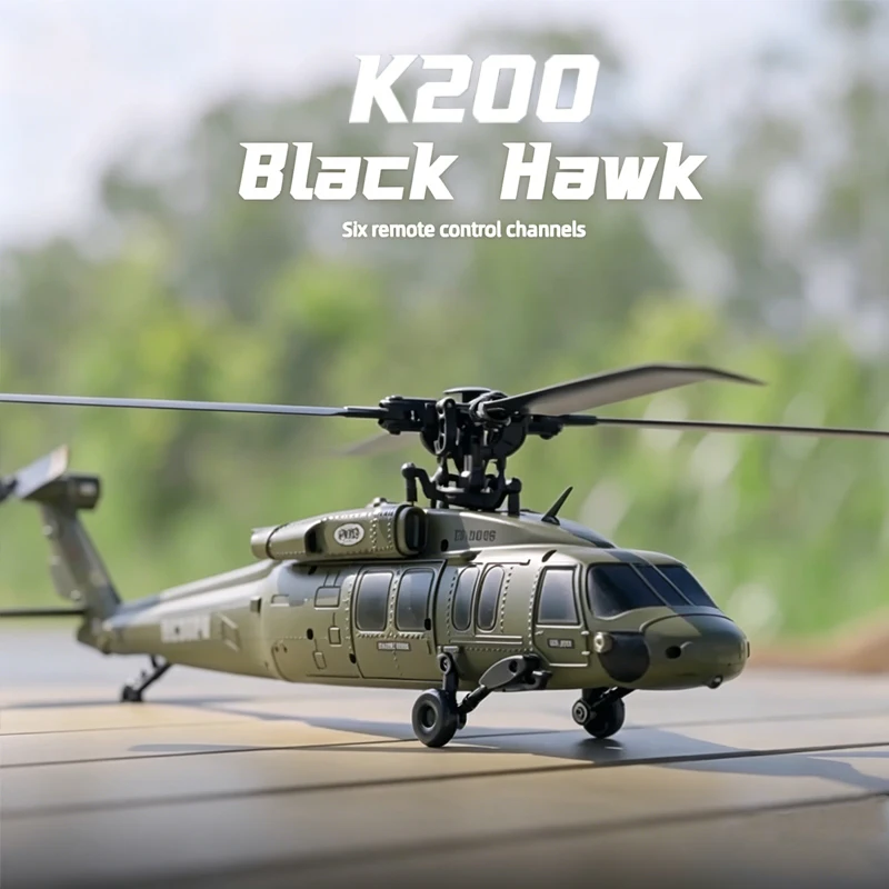 New K200 Black Hawk Remote Control Brushless 6 Channel Aileron Free Simulation Helicopter Optical Flow Positioning RC Adult Toy