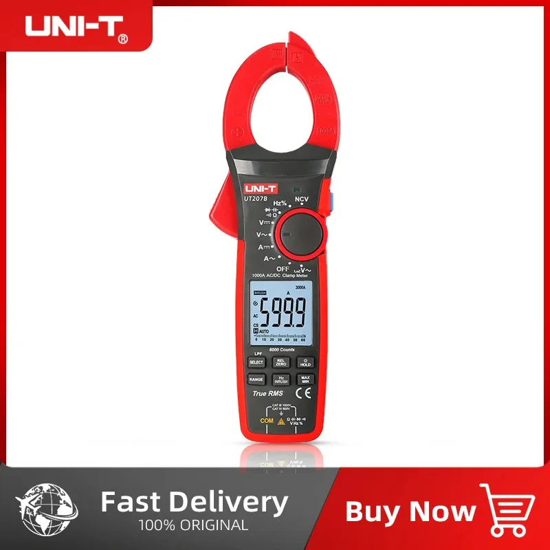 UNI-T Digital Clamp Meter True RMS AC DC Current UT206B UT207B UT208B Backlight Flashlight Multimetro LPF ACV Tester