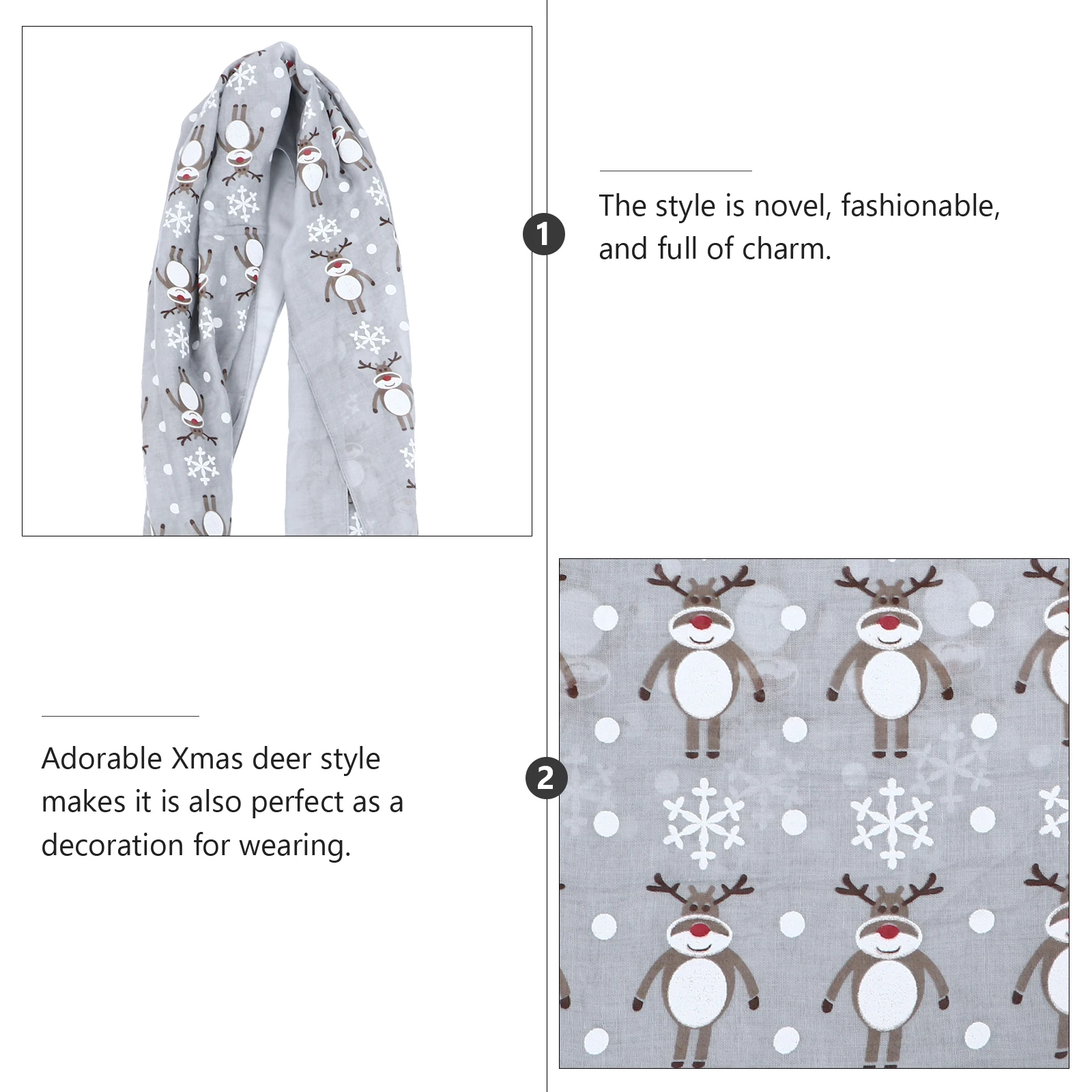 

1pc Christmas Style Christmas Xmas Deer For Lady Women Winter Winter Lady Adorable Scarf Fashion Party Costume Gift Scarf