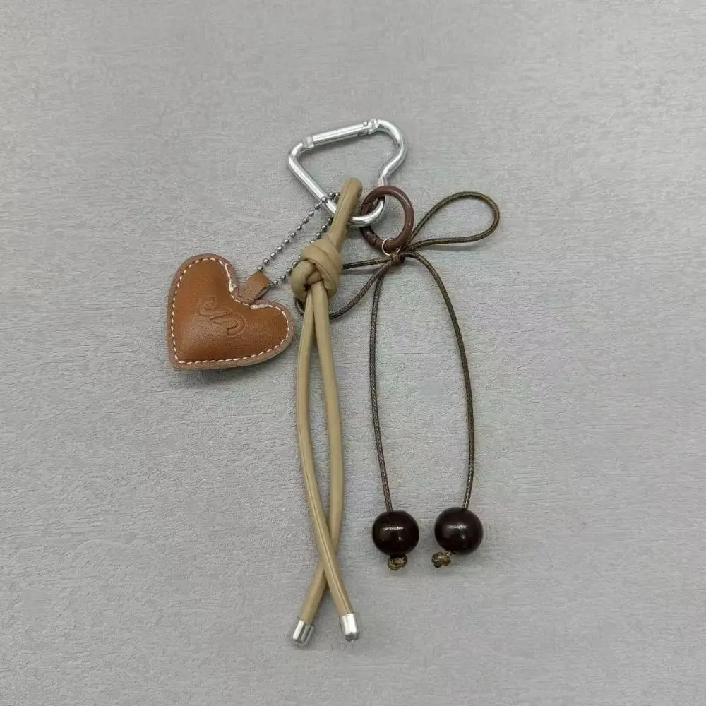 Fashionable Heart Leather Rope Keychain Cherry Bow Y2K Bag Pendant Ornaments Handmade Bag Charms Gifts