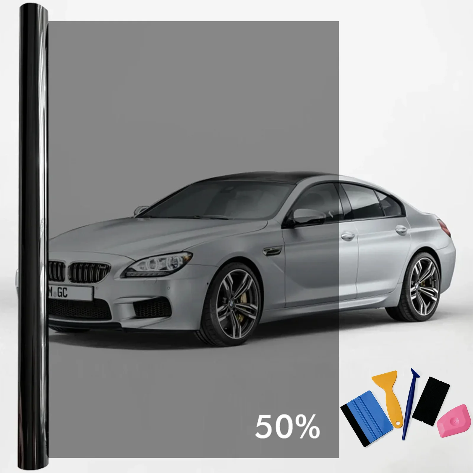 Auto-Fensterfolie 50x500cm 1-70% VLT Sichtschutz Vinyl Sonnenschutz Hitze-UV-Blocker Autoglas-Folie + DIY Werkzeugset – Detail 14