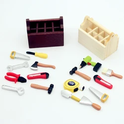 1Set 1:12 Dollhouse Miniature Toolbox Handmade Tools Sets Model Furniture Accessories For Doll House Decor Toys Decorative Props