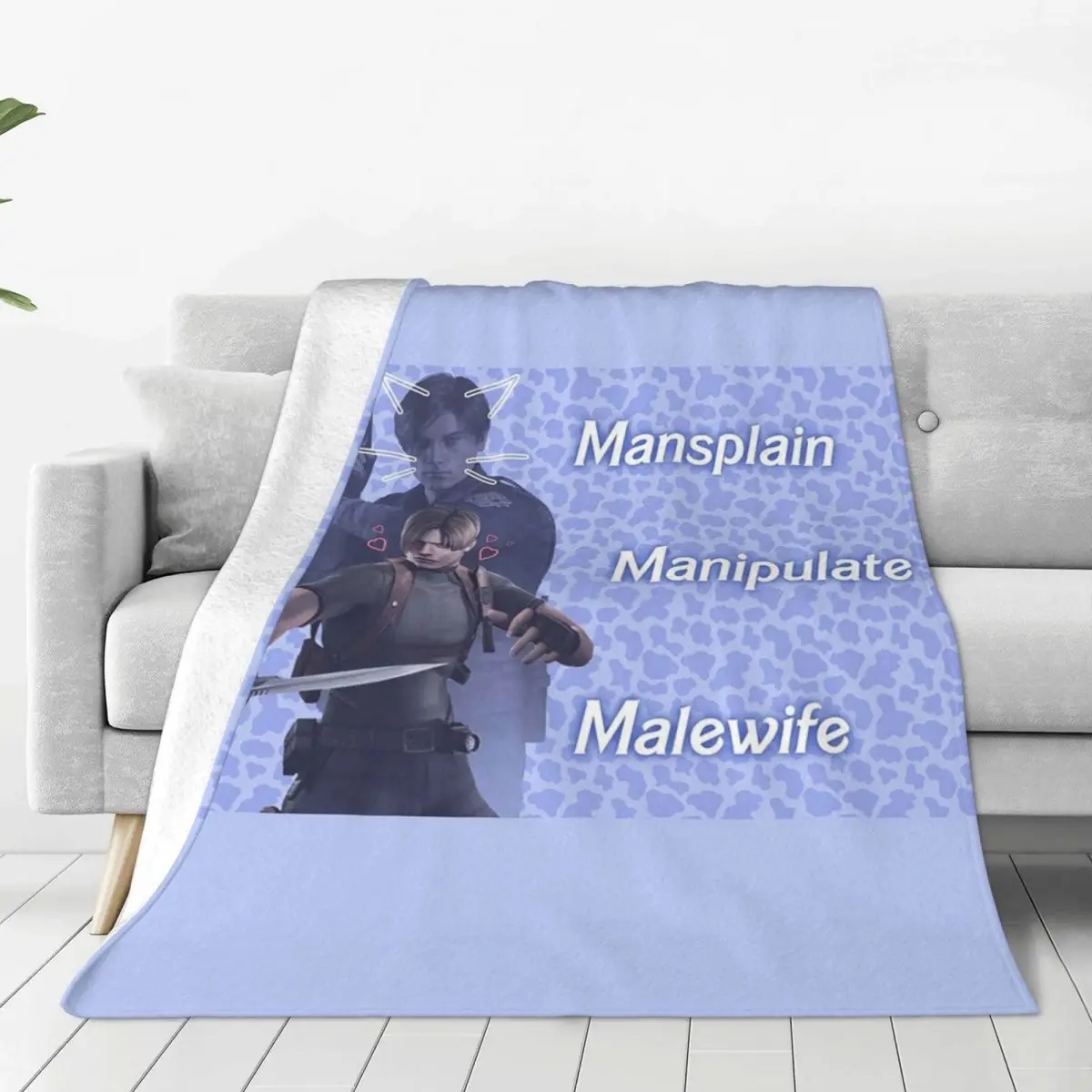 Mansplain, Manipulate, Malewife Leon (Cow) Blankets Fleece Portable Sofa Throw Blankets For Couch Travel Throws Bedspread Quilt