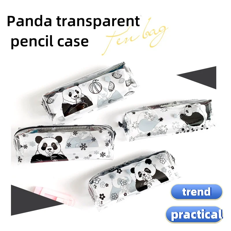 

Cute Panda Leather Pencil Case Zipper Pen Makeup Cosmetic Holder Pouch Stationery Bag For School, Work, Office