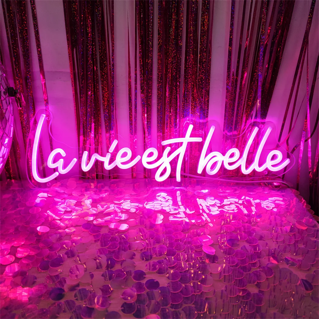 La Vie Est Belle Neon Bord Voor Koffie Kantoorkamer Muur Art Party La Vie Est Rose Neon Led Licht Slaapkamerdecoratie Led Neon Bord