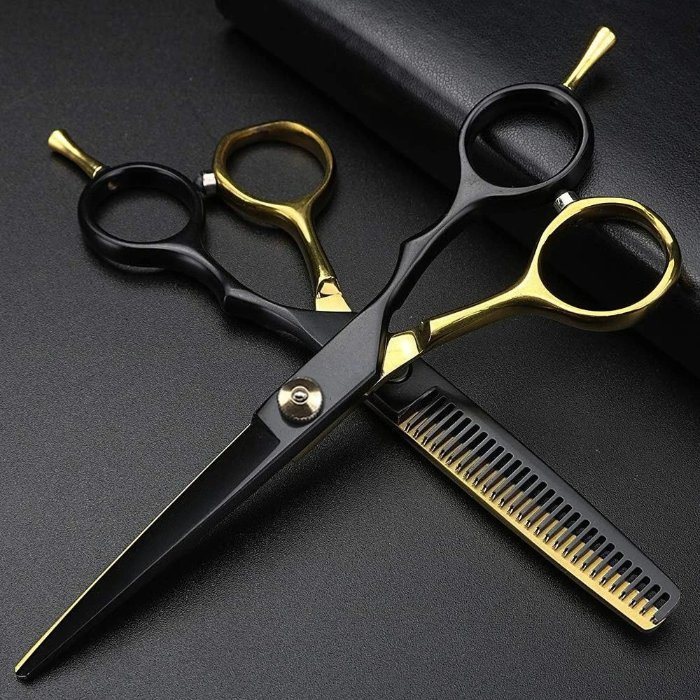 Set of 2 Hair Cutting Scissors, Featuring Professional Thinning Scissors for Barbers And Unique Flat-Tooth Magic Scissors Shears
