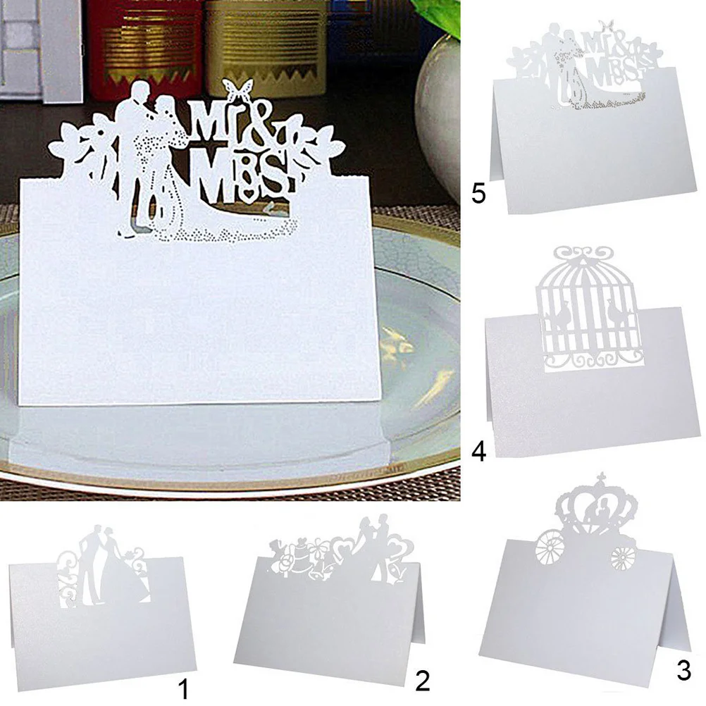 

50Pcs Paper Place Card Love Cage Table Name Cards Wedding Party Decoration Elegant Greeting Cards Place Name Card