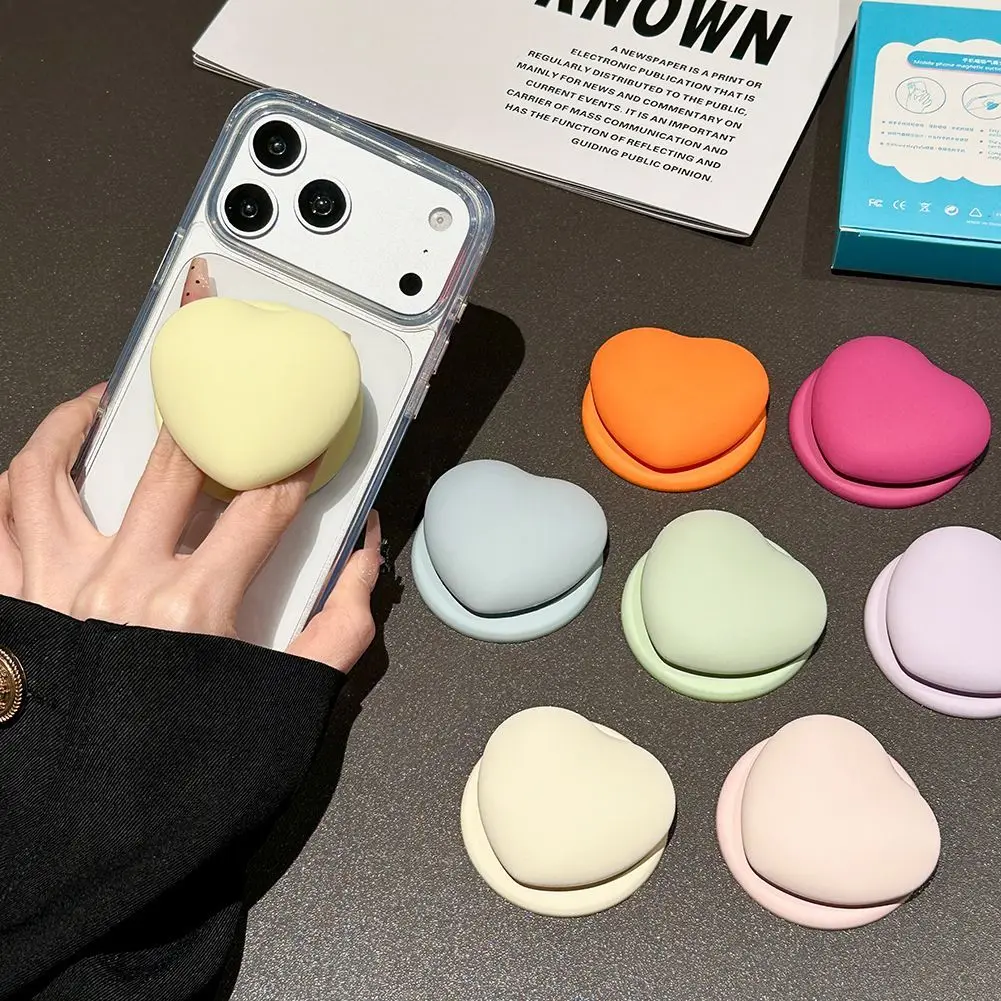 

Love Heart Cute Cartoon For Magsafe Phone Magnetic Griptok Stand For iPhone 17 16 Funny Foldable Wireless Charging Case Holder