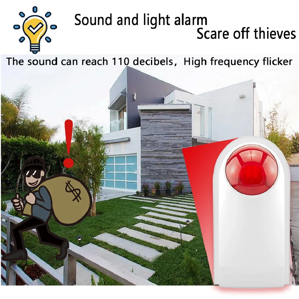 WiFi Outdoor Siren Strobe Light Sensor Security System 110dB High Decibel Sound Light Alarm for Tuya Smart Life