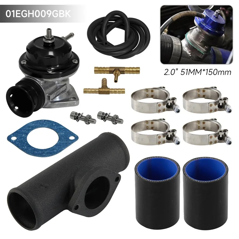 

Balck Universal 10PSI Adjustable Turbo Blow Off Valve Type-S RS RZ Style & 2inch Flange Pipe Clamp Kit
