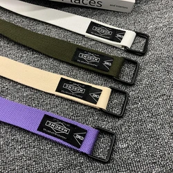 120cm Fashion Double Buckle Woven Canvas Belt for Women and Men Sports Waist Belts Accessories