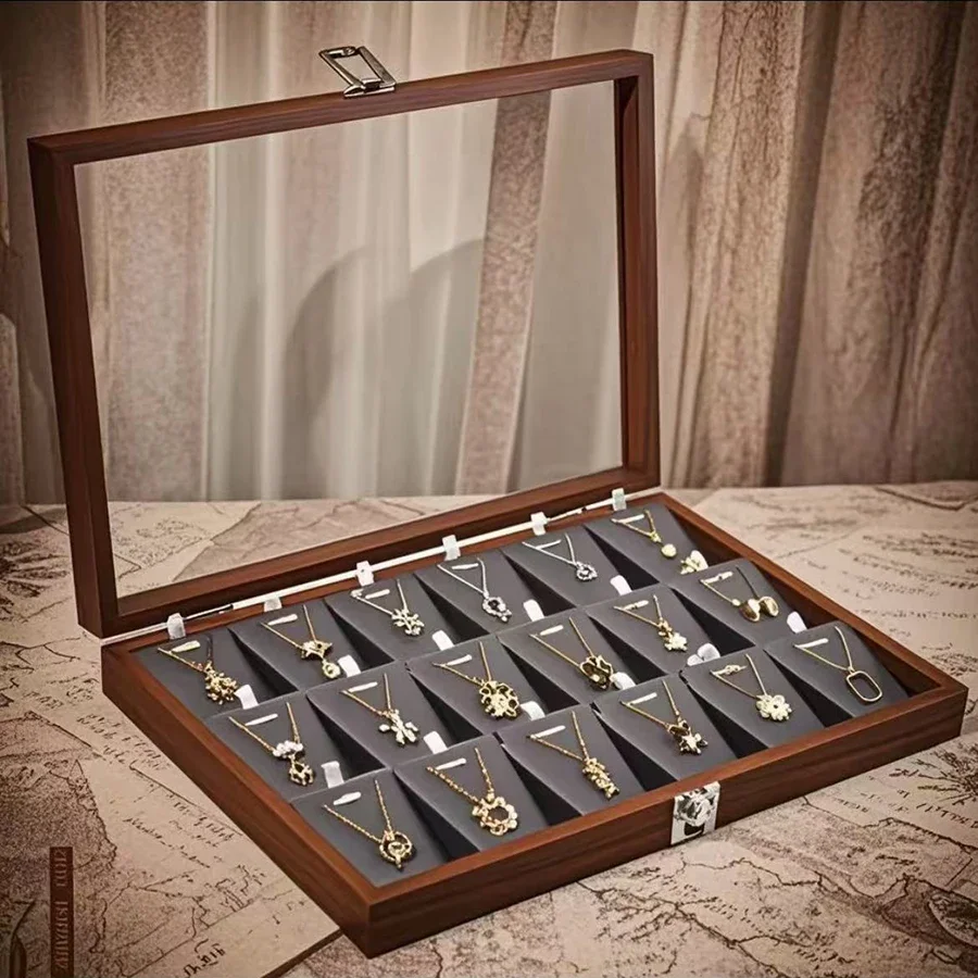 

Necklace Pendant Jewelry Box 18-Compartment Necklace Storage Box Clavicle Chain Thin Chain Jewelry Display Box